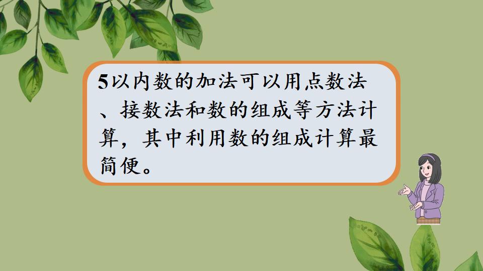 一年级上册数学资料《5以内数的加法》PPT课件（2024年秋人教版）共19页