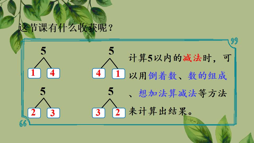 一年级上册数学资料《5以内数的减法》PPT课件（2024年秋人教版）共23页