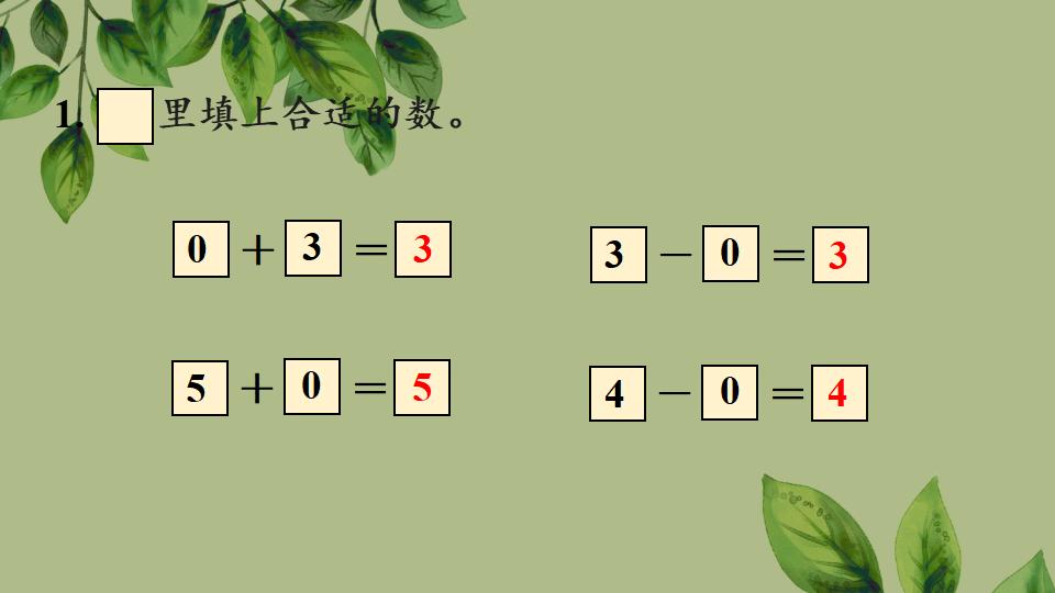 一年级上册数学资料《0的认识和加、减法》PPT课件（2024年秋人教版）共43页