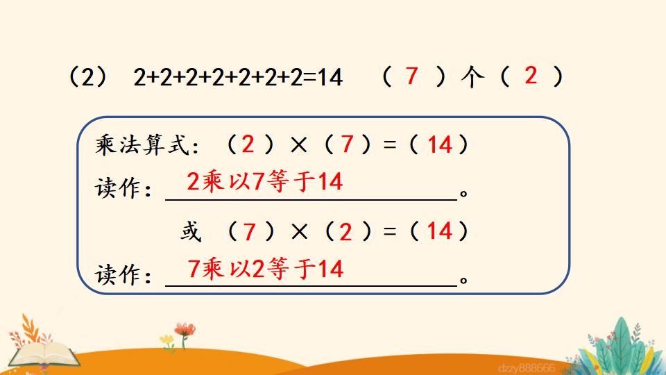 二年级上册数学资料《认识乘法》PPT课件（2024年）共25页