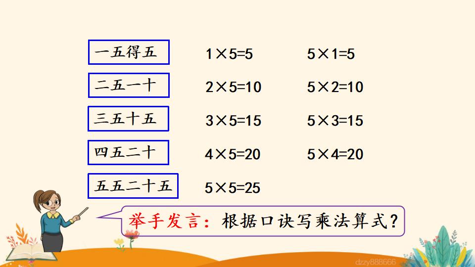 二年级上册数学资料《5的乘法口诀》PPT课件（2024年）共21页