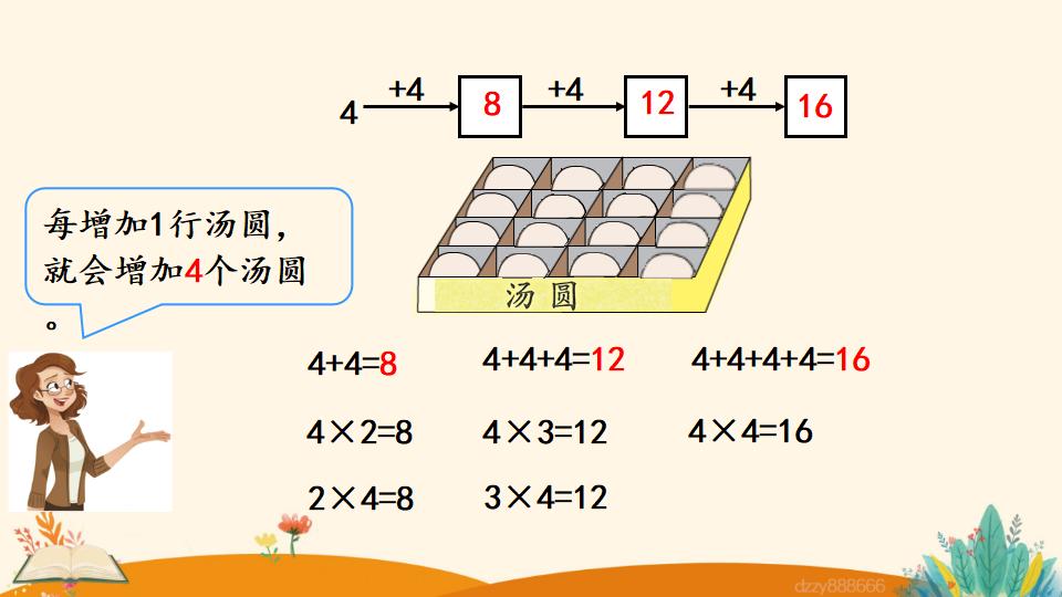 二年级上册数学资料《4和1的乘法口诀》PPT课件（2024年）共18页