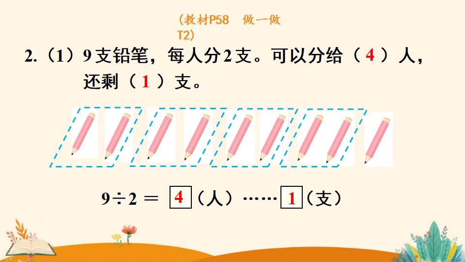 二年级下册数学资料《有余数除法的意义》PPT课件（2024年）共14页