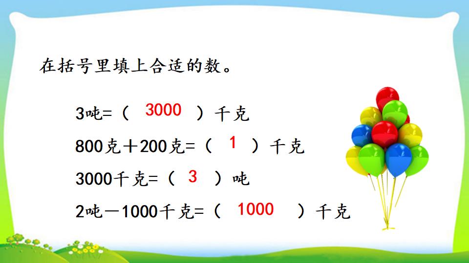 三年级上册数学资料《吨的认识，吨和千克的换算》PPT课件（2024年）共16页