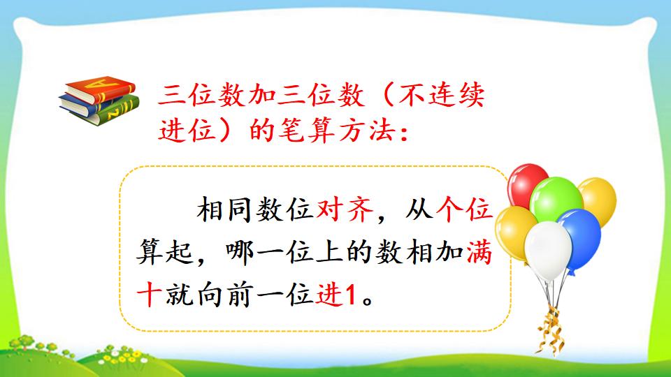 三年级上册数学资料《三位数加三位数（1）》PPT课件（2024年）共22页