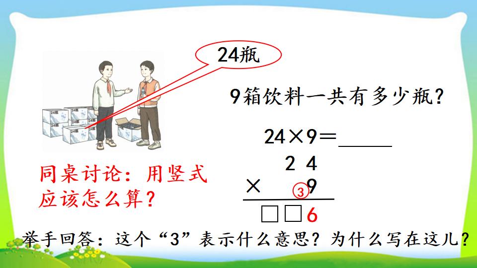 三年级上册数学资料《两、三位数乘一位数 （连续进位）的笔算》PPT课件（2024年）共14页