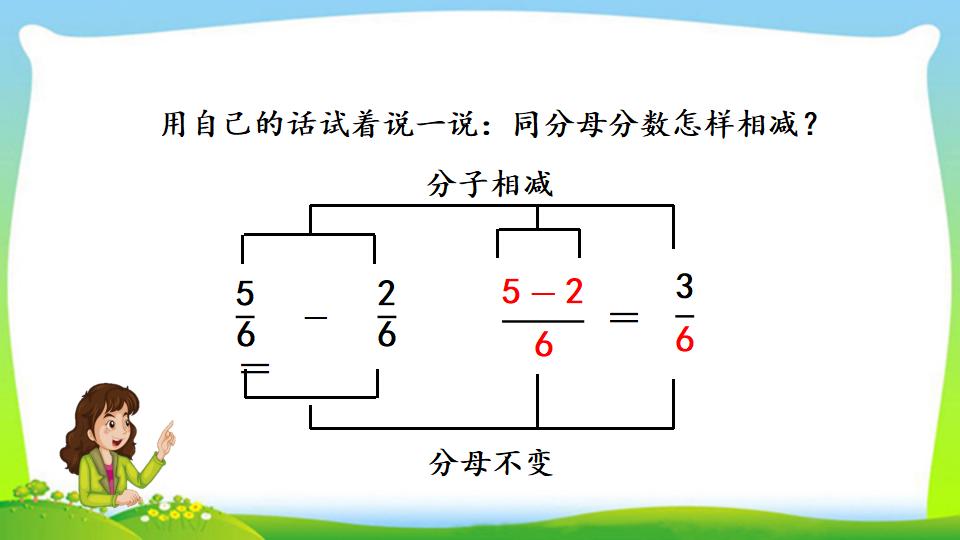 三年级上册数学资料《同分母分数的加、减法》PPT课件（2024年）共20页