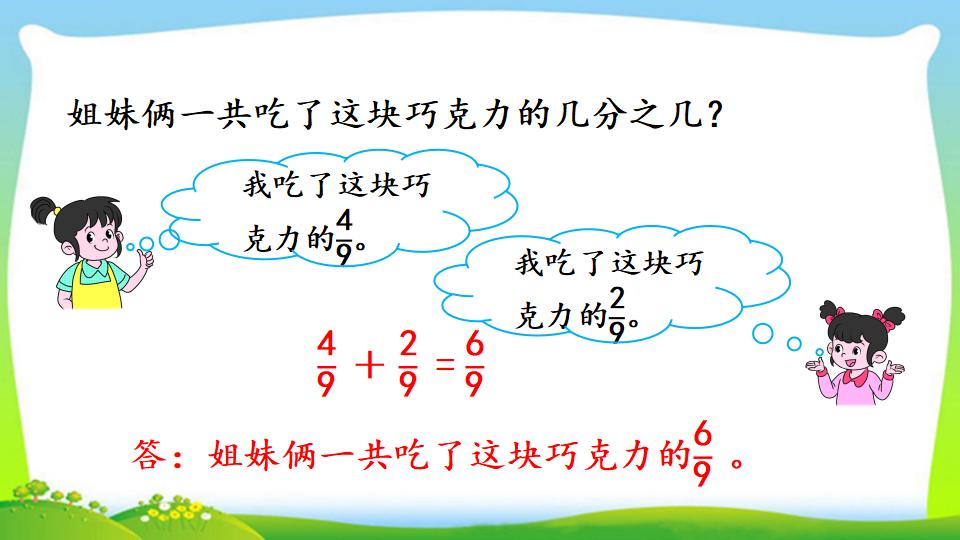 三年级上册数学资料《同分母分数的加、减法》PPT课件（2024年）共20页