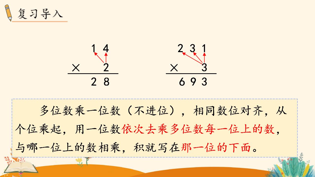 三年级下册数学资料《笔算乘法（不进位）》PPT课件（2024年人教版）共11页